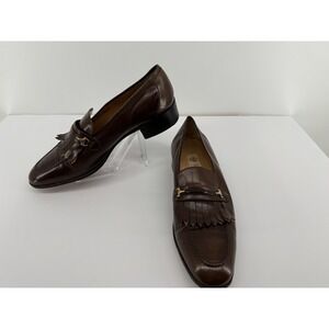 Vintage Gucci Brown Leather Horsebit Kiltie Loafers Made in Italy Eu 45.5 US 12